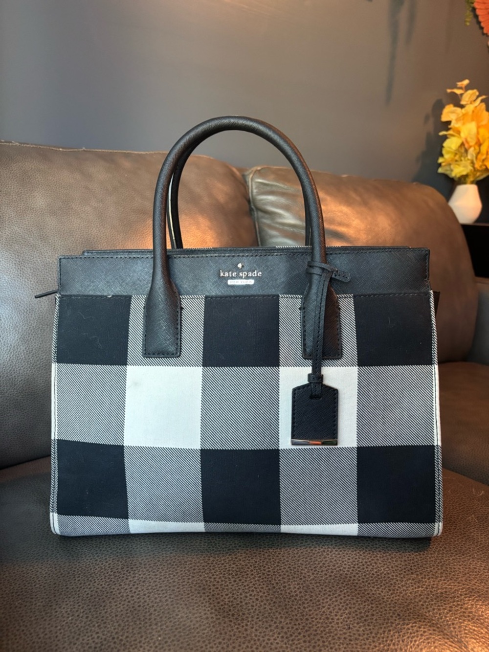 LIKE NEW Kate Spade Black and White Checkered Tote